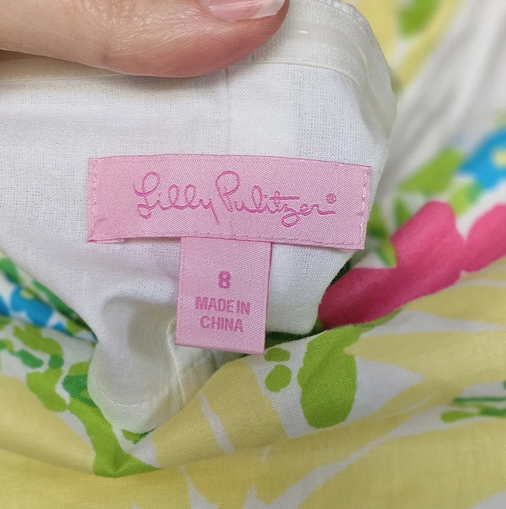 Lilly Pulitzer Strapless A-Line Dress with Pink and Yellow Floral Print - Picture 6 of 7